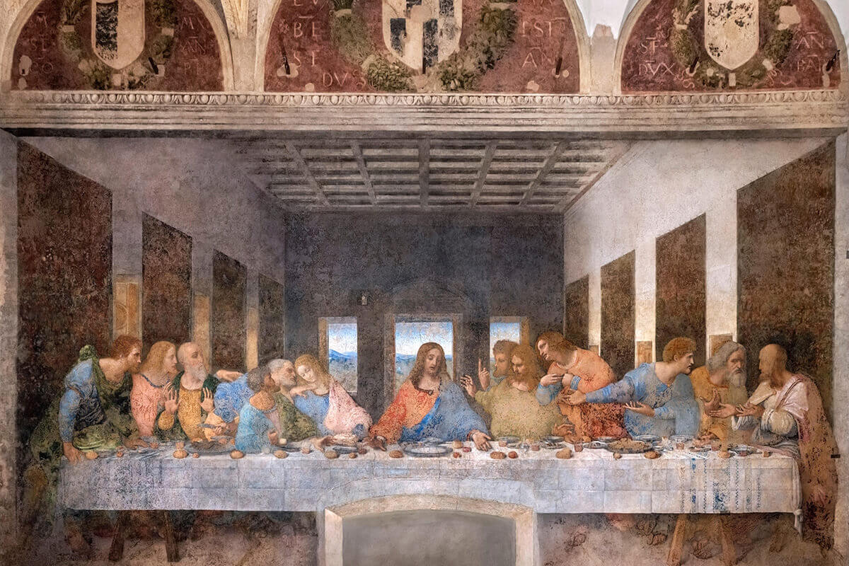 Milano’daki Santa Maria delle Grazie manastırının yemekhanesinde, duvara işlenmiş bir