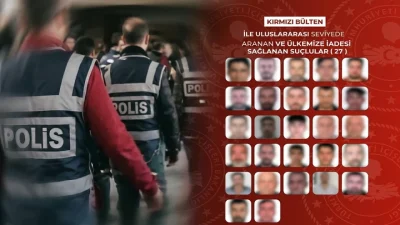 İçişleri Bakanlığı, uluslararası alanda kırmızı bültenle aranan 27 ve ulusal
