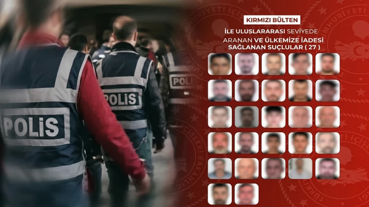 İçişleri Bakanlığı, uluslararası alanda kırmızı bültenle aranan 27 ve ulusal