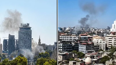 Suriye'nin başkenti Şam'da, resmi temaslarda bulunmak üzere bulunan Fransa Cumhurbaşkanı