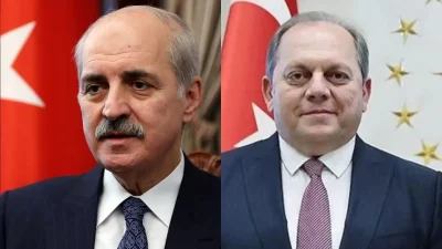 TBMM Başkanı Numan Kurtulmuş, Yargıtay Başkanı Ömer Kerkez'i Meclis'teki makamında