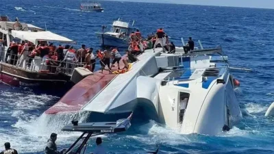 KKTC'nin Girne kenti açıklarında batan Filo Jet isimli yolcu gemisindeki